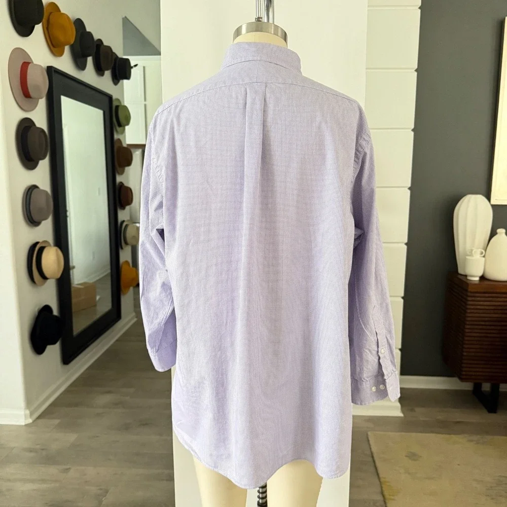 Polo Ralph Lauren Cotton  Men's White and Purple criscross long sleeve shirt, XL